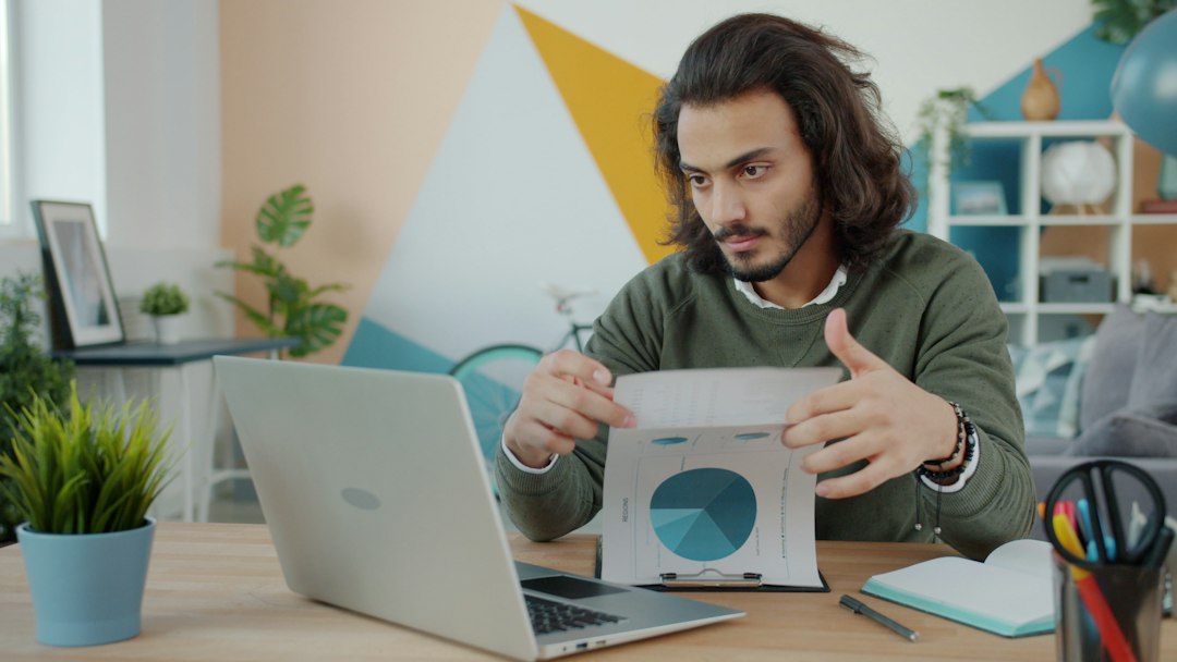 Business owner reviewing privacy documents and website compliance